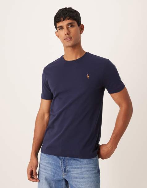 Polo Ralph Lauren – Marinblå t-shirt i pimabomull med smal passform och ikonlogga - view 1