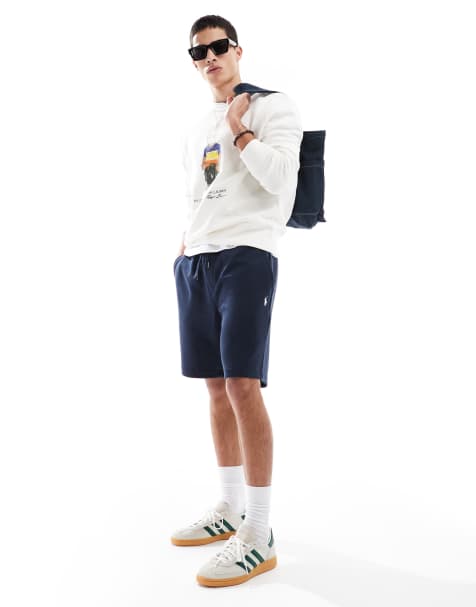 Polo Ralph Lauren - Marineblå joggingshorts med ikonlogo i dobbeltstrikket tech-stof - Del af sæt - view 1