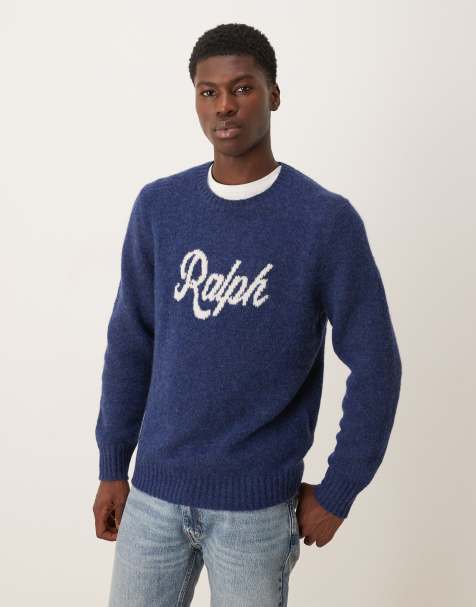 Polo Ralph Lauren - Marineblå kabelstrikket sweatshirt med lange ærmer og logo - view 1