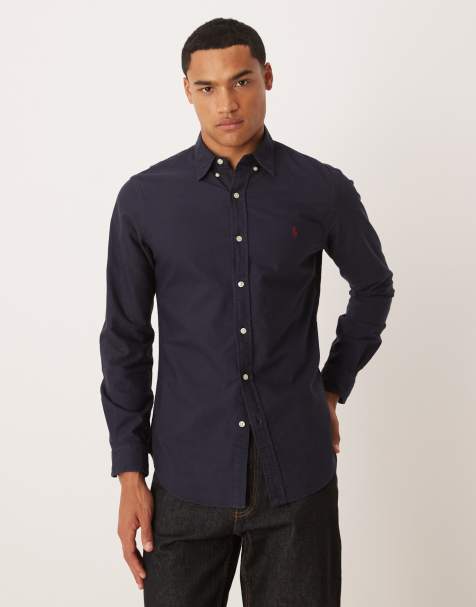 Polo Ralph Lauren - Marineblå oxford-skjorte i slim fit med ikonlogo - view 1