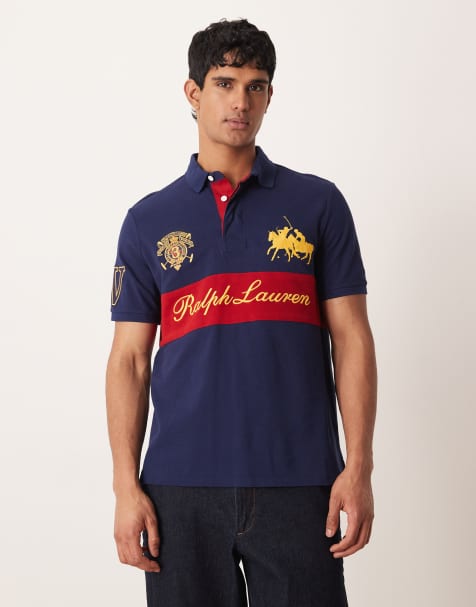 Polo Ralph Lauren - Marineblå piqué-polo med våbenskjoldslogo på brystet - view 1