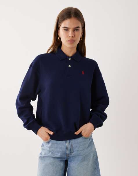 Polo Ralph Lauren - Marineblå rugby-sweatshirt med krave og logoikon - view 1