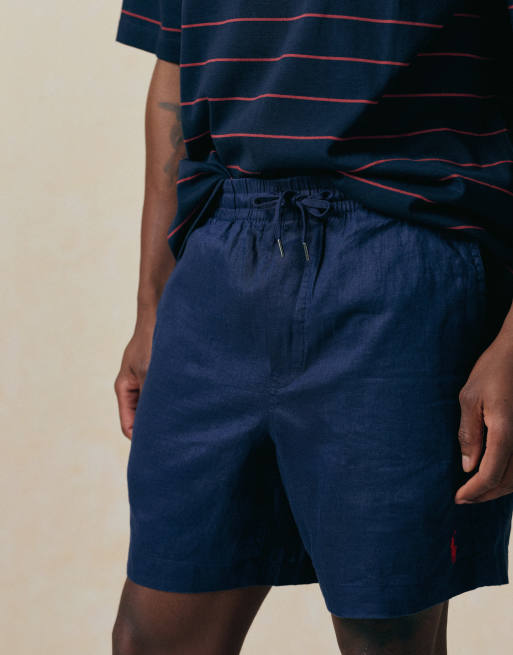 Polo Ralph Lauren - Marineblå shorts i hørmateriale, 5 af 5
