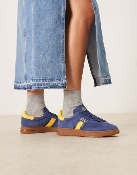 Polo Ralph Lauren - Marineblå sneakers med gule detaljer - view 1