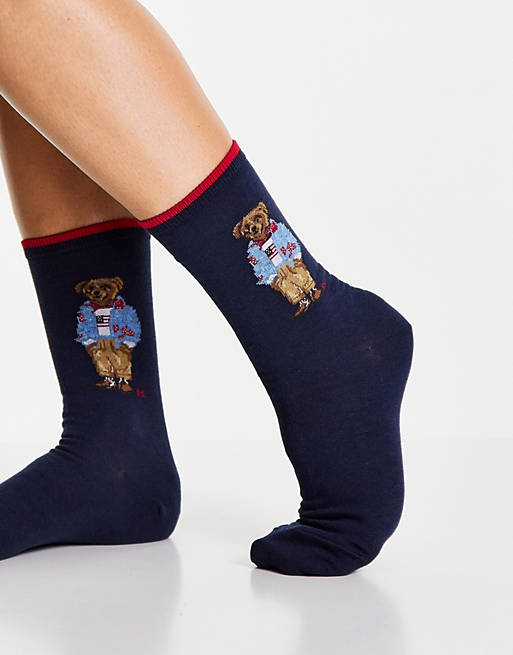 Spekulerer Metode Torrent Polo Ralph Lauren - Marineblå sokker med bjørnelogo | ASOS