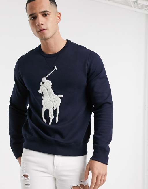Polo Ralph Lauren - Marineblå sweatshirt med stort frottélogo