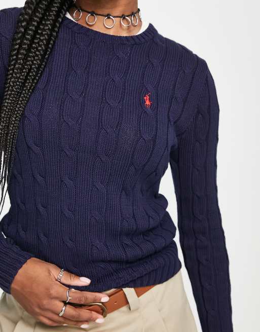 Polo Ralph Lauren - Marineblå trøje i kabelstrik, 4 af 4