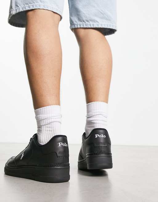 Polo Ralph Lauren master court trainer in black with pony logo | ASOS