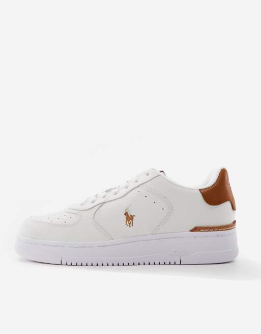 Polo Ralph Lauren master court trainer in cream with multi pony logo, 2 of 5