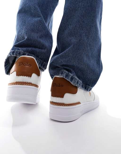 Polo Ralph Lauren master court trainer in cream with multi pony logo, 4 of 5