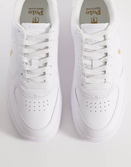 Polo Ralph Lauren - Masters Court - Baskets en cuir - Blanc et doré, 2 de 5