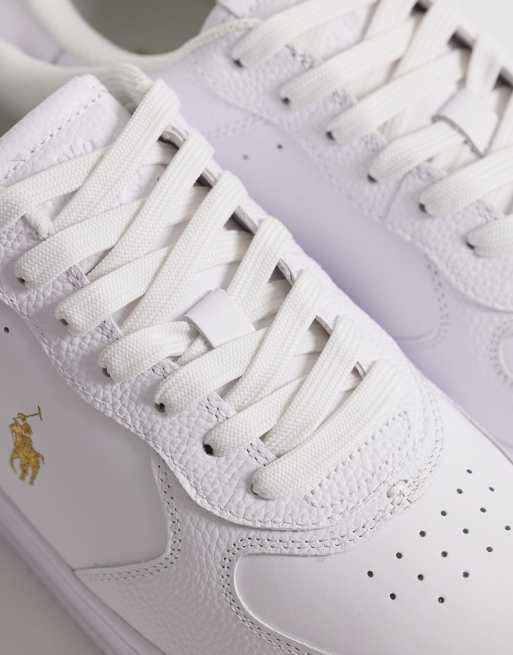 Polo Ralph Lauren - Masters Court - Baskets en cuir - Blanc et doré, 3 de 5