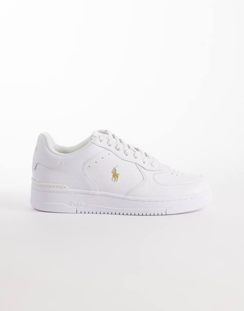 Polo Ralph Lauren – Masters Court – Biało-złote skórzane buty sportowe - view 1