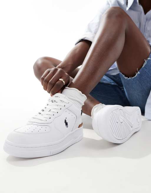 Polo Ralph Lauren Masters court leather sneakers with logo in white