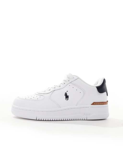 Polo Ralph Lauren masters court leather trainer with logo in white, 2 of 5