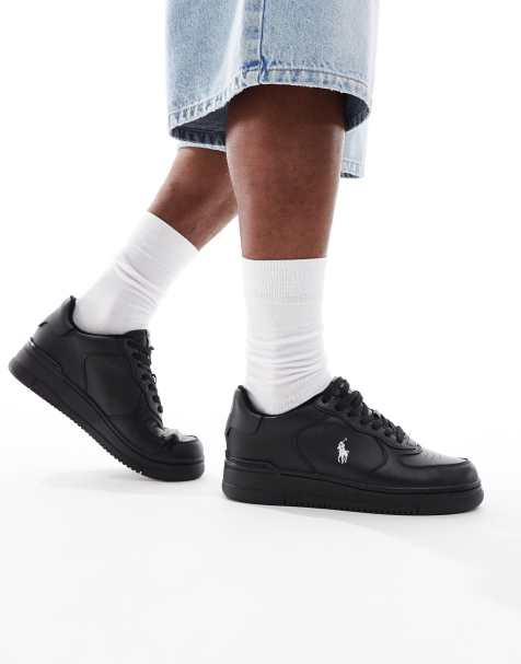 Polo Ralph Lauren Masters court leather trainers in black - view 1