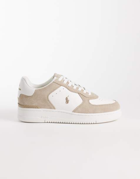 Polo Ralph Lauren Masters Court leather trainers in white and biege - view 1