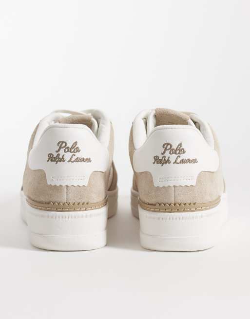 Polo Ralph Lauren Masters Court leather trainers in white and biege, 4 of 5