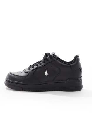 Polo - Masters Court - Leder-Sneaker in Schwarz Schwarz 44