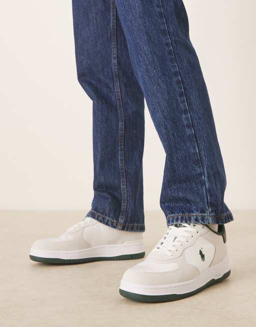 Polo Ralph Lauren – Masters Court – Leder-Sneaker in Weiß/Grün, 3 von 5