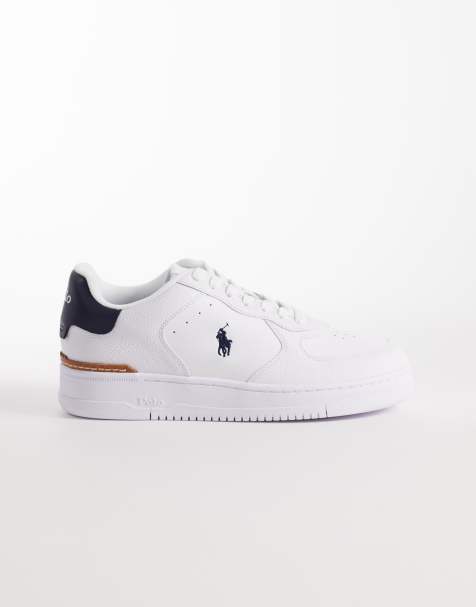 Polo Ralph Lauren - Masters Court - Leren sneakers in wit en marineblauw - view 1