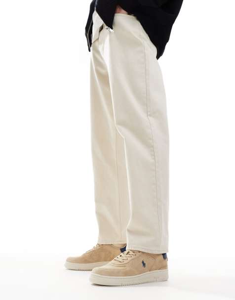 Polo Ralph Lauren – Masters Court – Ljusbruna sneakers i mockka med marinblå logga - view 1