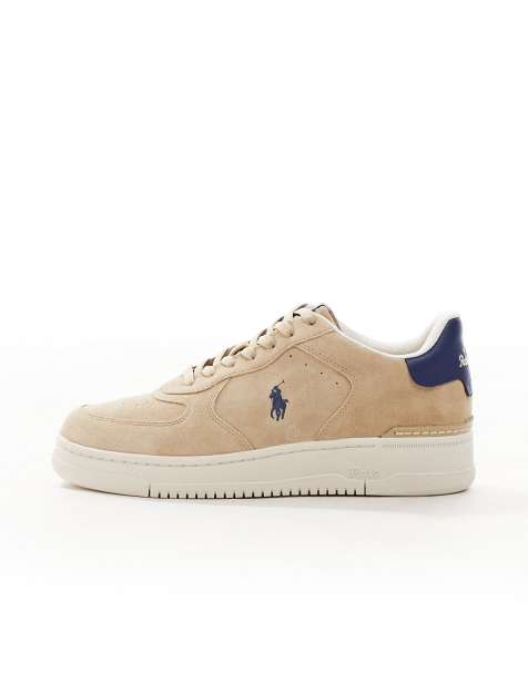 Polo Ralph Lauren - Masters Court - Lysebrune sneakers i ruskind med marineblåt logo - view 1