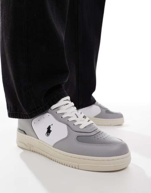 Polo Ralph Lauren masters court sneakers in gray and white