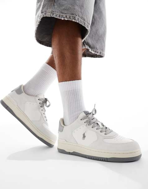 Polo Ralph Lauren - Masters Court - Sneakers van suèdemix in wit en grijs - view 1