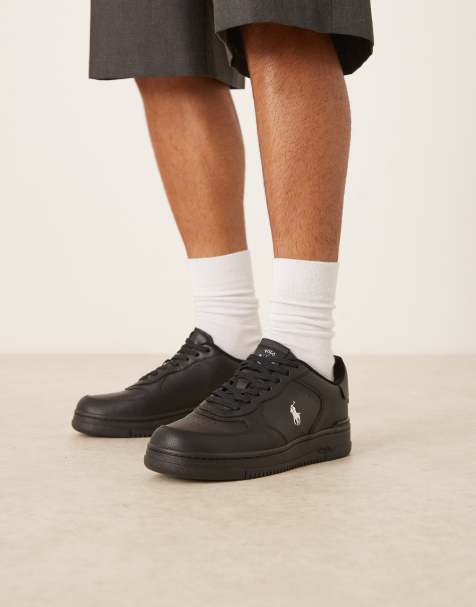 Polo Ralph Lauren masters court trainer in black with pony logo in black - view 2