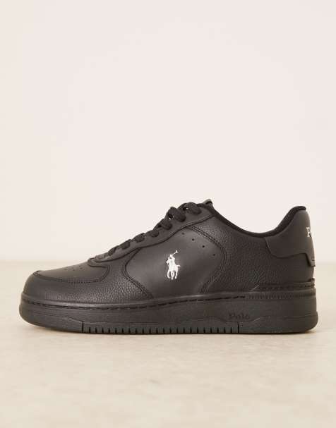 Polo Ralph Lauren masters court trainer in black with pony logo - view 1