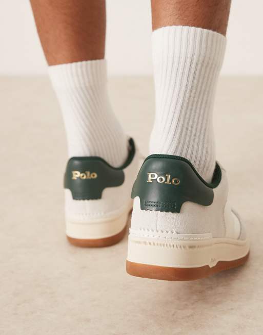 Polo Ralph Lauren Masters Court trainer in white and green ASOS