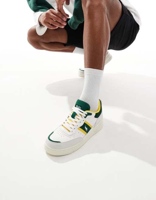 Polo Ralph Lauren – Masters Sport 125 – Naturvita, gröna och gula sneakers