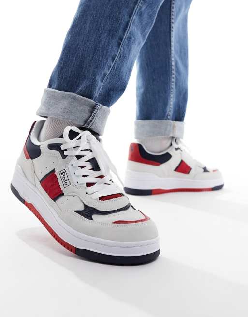 Polo Ralph Lauren Masters Sport leather sneakers in red blue cream