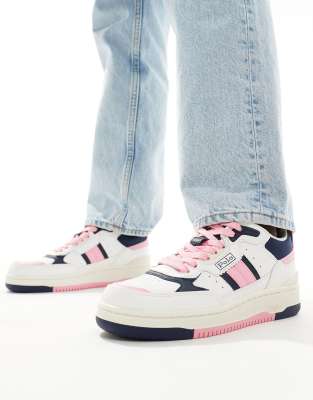 Polo Ralph Lauren - Masters Sport - Sneaker in Weiß, Blau und Rosa mit Logo