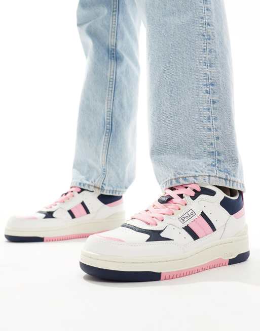 Polo Ralph Lauren Masters Sport sneakers in white blue pink mix with logo