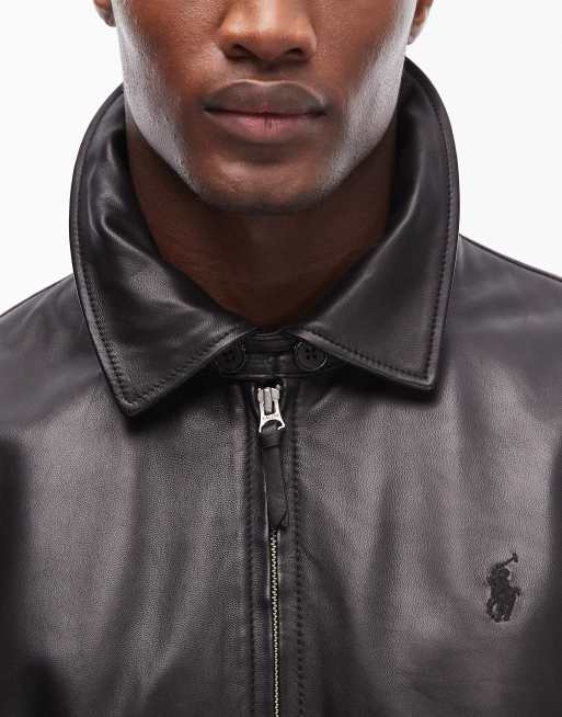 Polo Ralph Lauren - Maxwell - Blouson Harrington en cuir doublé avec logo emblématique - Noir, 5 de 5