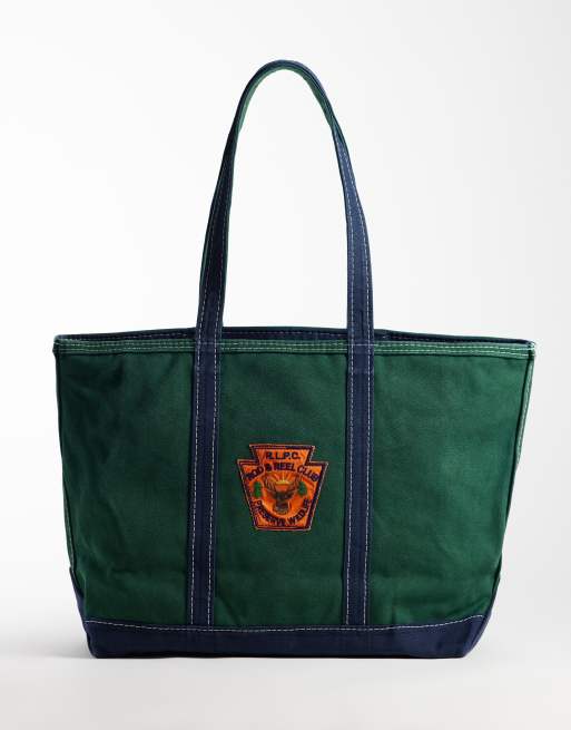 Polo Ralph Lauren medium patch work tote bag in dark green, 3 of 4