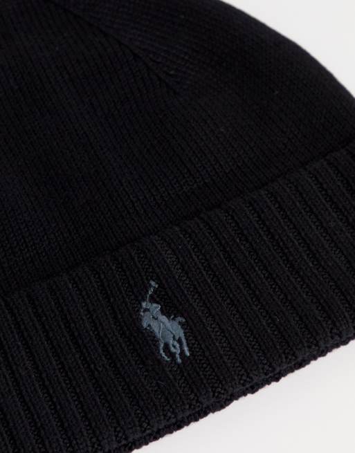 Polo Ralph Lauren merino wool beanie in black, 3 of 4