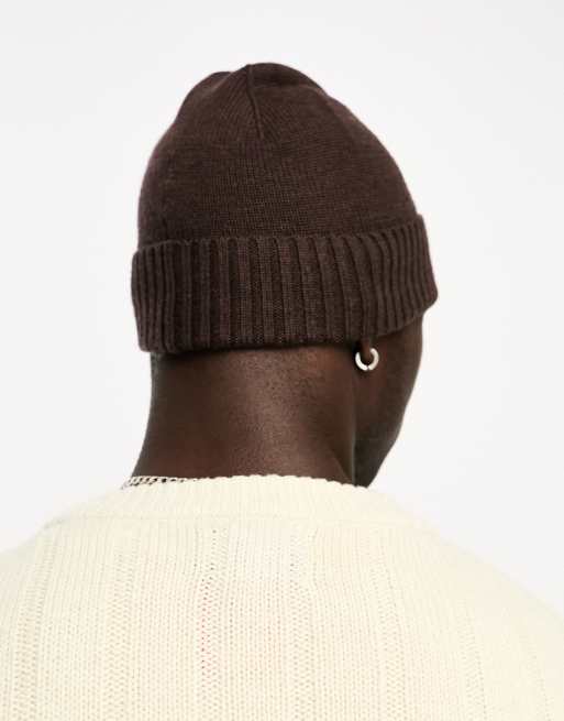 Polo Ralph Lauren Merino wool beanie in brown with pony logo