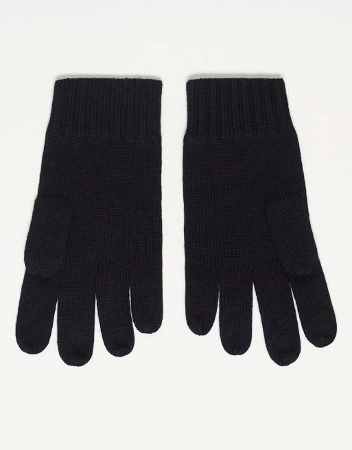 Polo Ralph Lauren merino wool gloves in black with logo ASOS