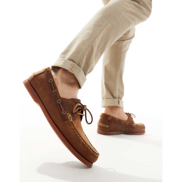 Polo Ralph Lauren merton boat shoe in brown ASOS