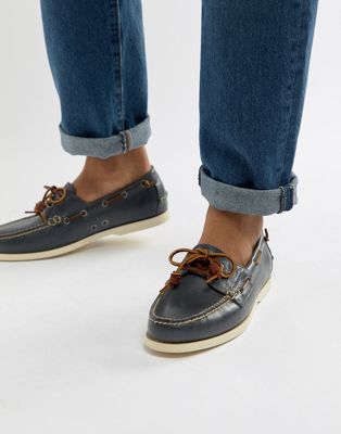 polo ralph lauren merton leather boat shoes in tan