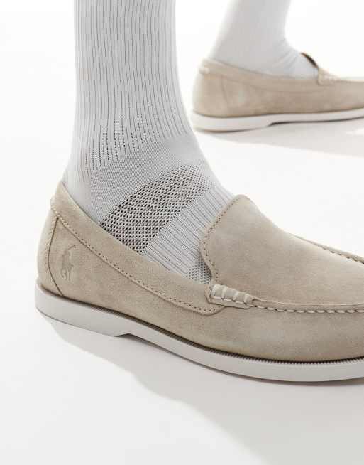 Polo Ralph Lauren Merton suede loafers in beige/stone ASOS