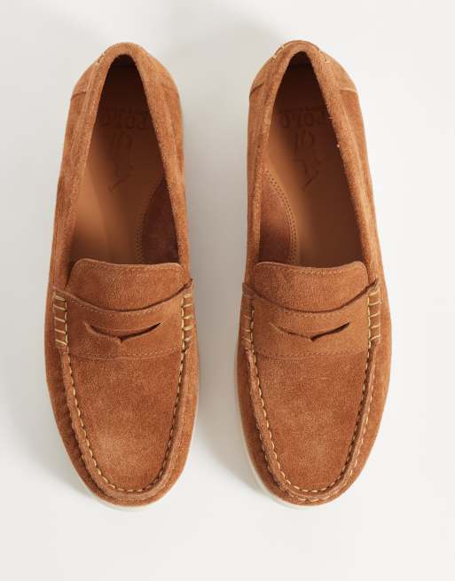 Polo Ralph Lauren Merton suede loafers in mid brown, 2 of 4