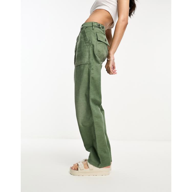 Polo Ralph Lauren Military Ankle Flat Front Pants In Olive Green