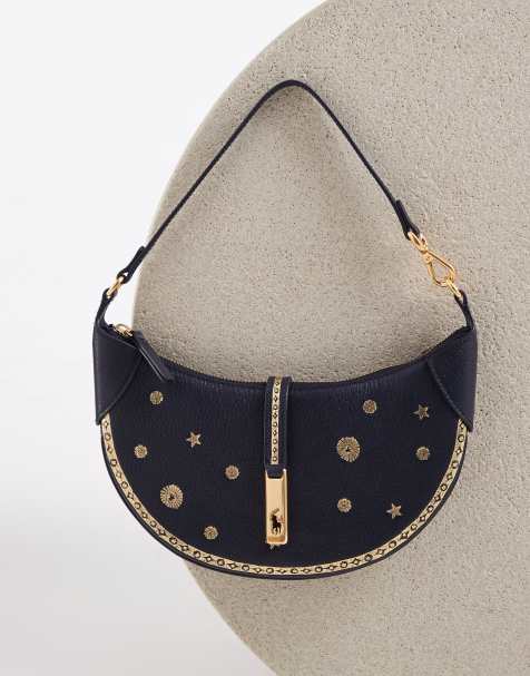 Polo Ralph Lauren mini sac porté épaule bleu marine avec détail doré - view 1