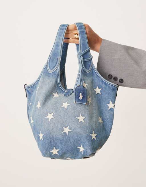 Polo Ralph Lauren mini tote bag star print in blue, 2 of 4