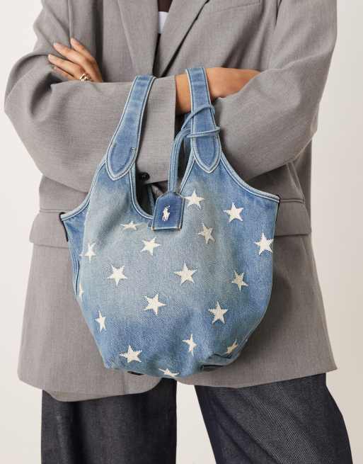 Polo Ralph Lauren mini tote bag star print in blue, 3 of 4