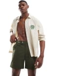[Polo Ralph Lauren] Polo Ralph Lauren Monaco icon logo lux nylon mid swim shorts classic fit in dark green W30 Dark green